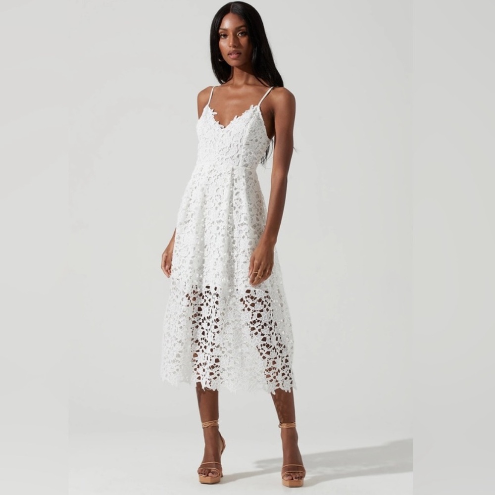 ASTR The Label White Lace A Line Midi Dress Size XS